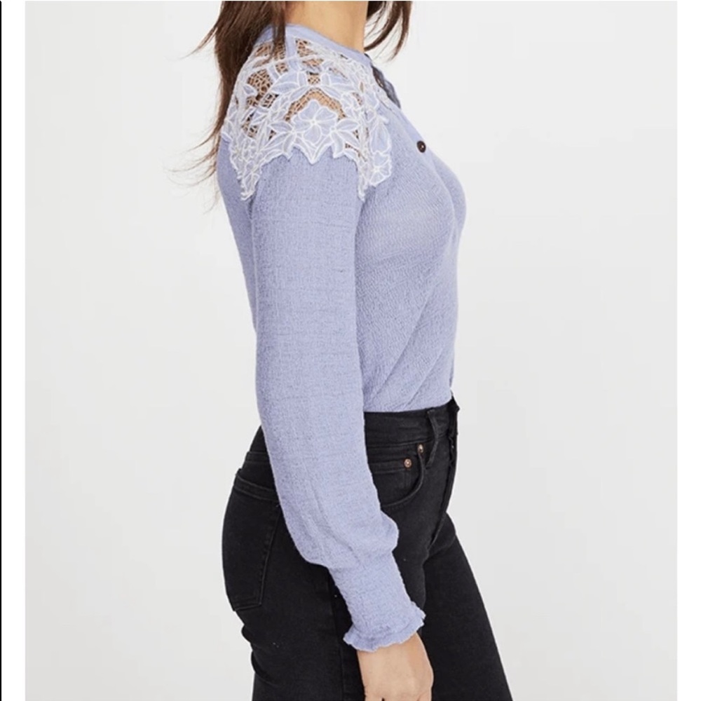 Free People Easy Breezy Long Sleeve Henley in Dusk Blue - Picture 4 of 11